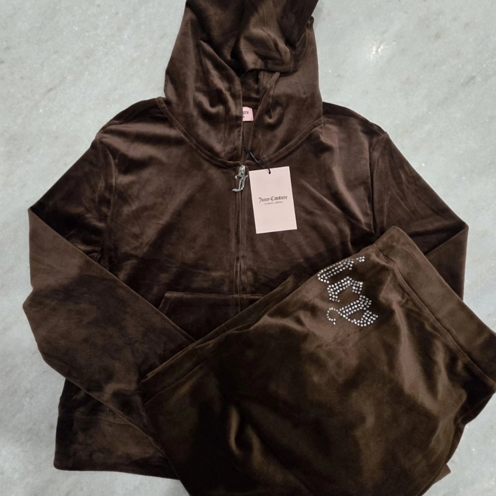 NWT L JUICY COUTURE OG BLING TRACKSUIT  Brown Sugar Pants Jacket Ships Now New